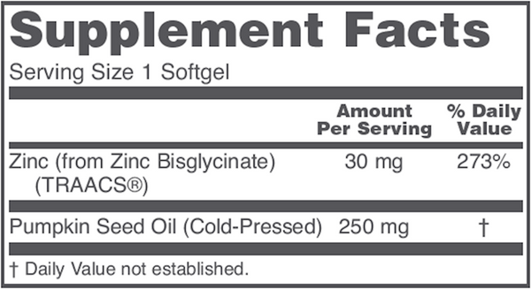 Zinc Glycinate Supplement Facts Label