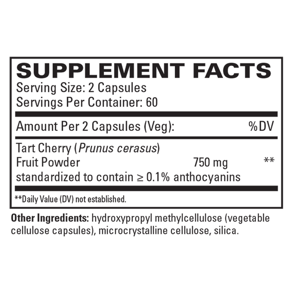 Tart Cherry Supplement Facts Label