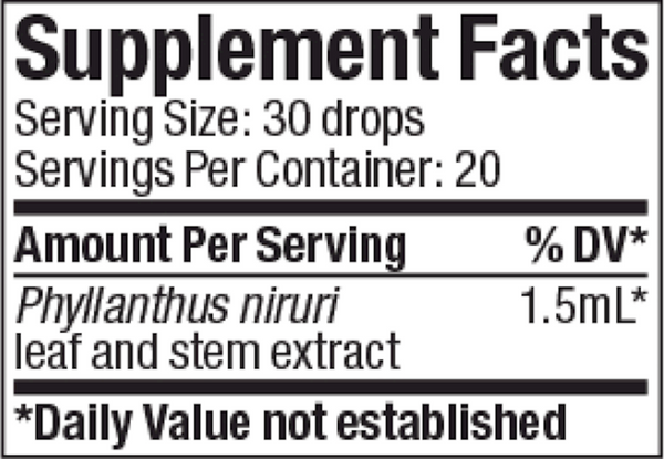 Chanca Piedra Stone Breaker Supplement Facts Label