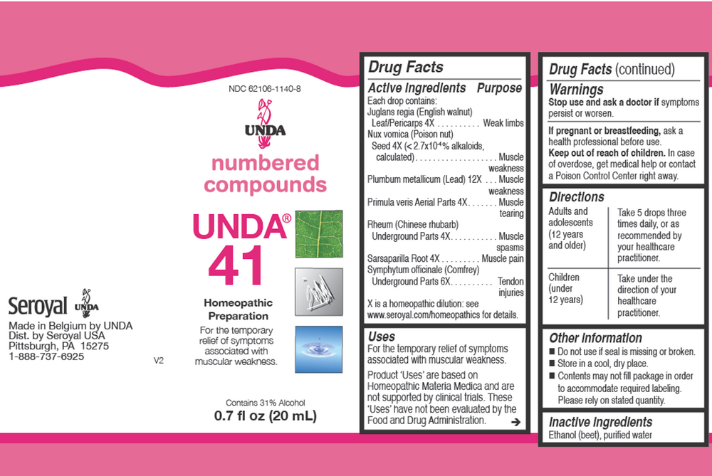 Unda #41 Supplement Facts Label