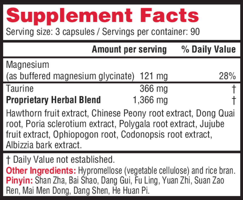 Calm Spirit Supplement Facts Label