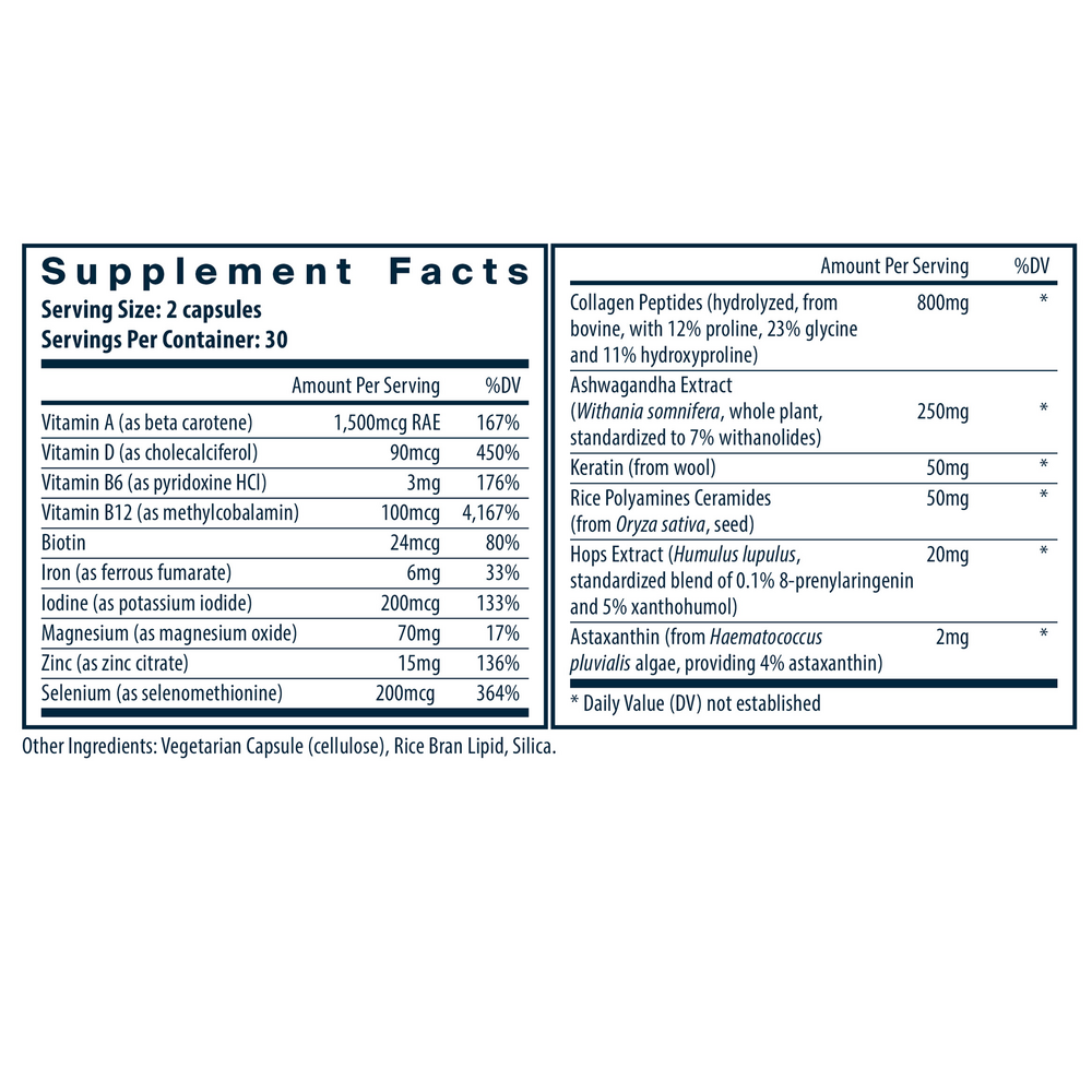 Hair Growth Complex for Women Supplement Facts Label