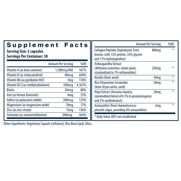 Hair Growth Complex for Women Supplement Facts Label