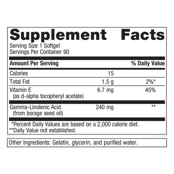 OmegaGenics GLA 240 Supplement Facts Label