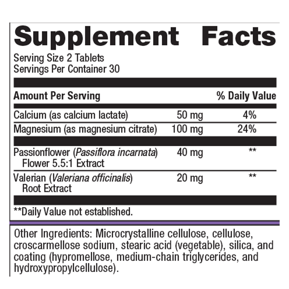 MyoCalm Supplement Facts Label