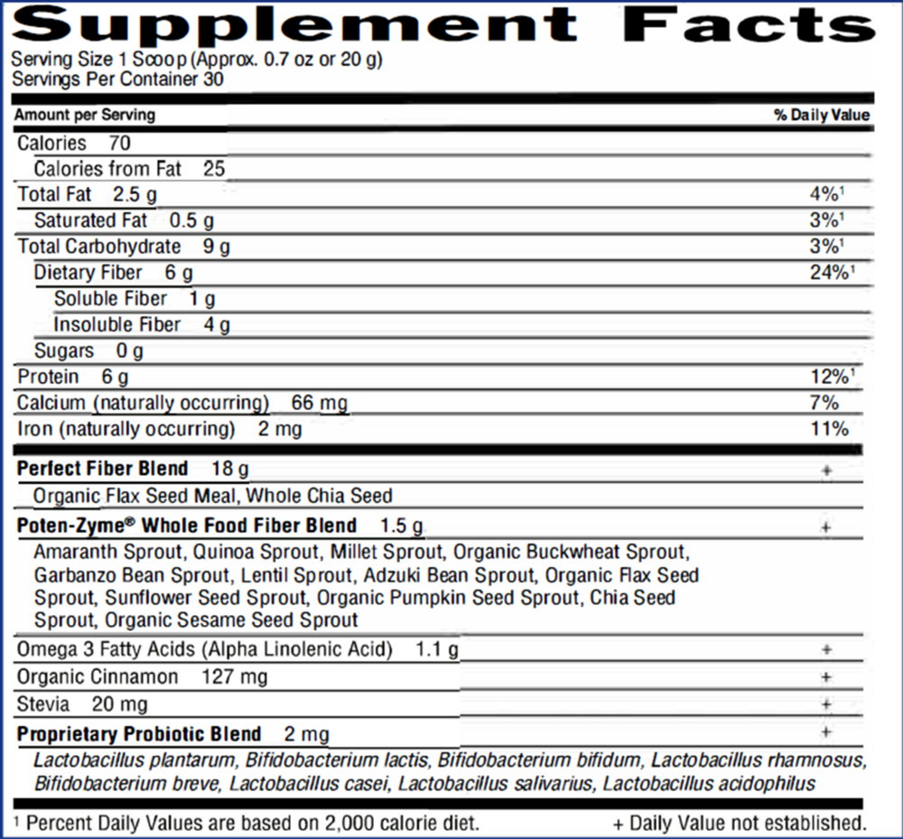 Super Seed Supplement Facts Label