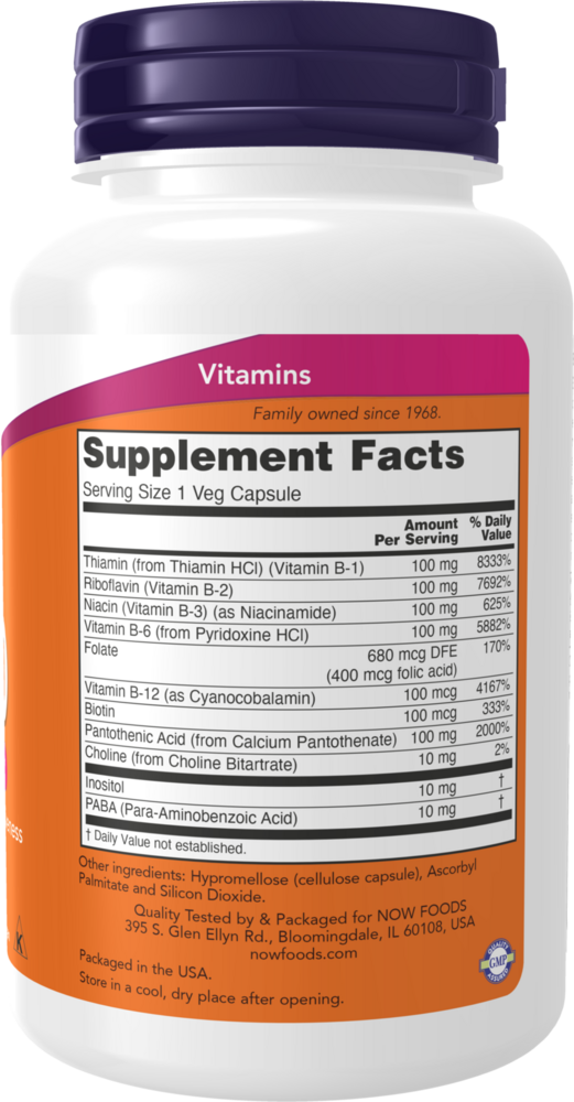 B-100 Supplement Facts Label