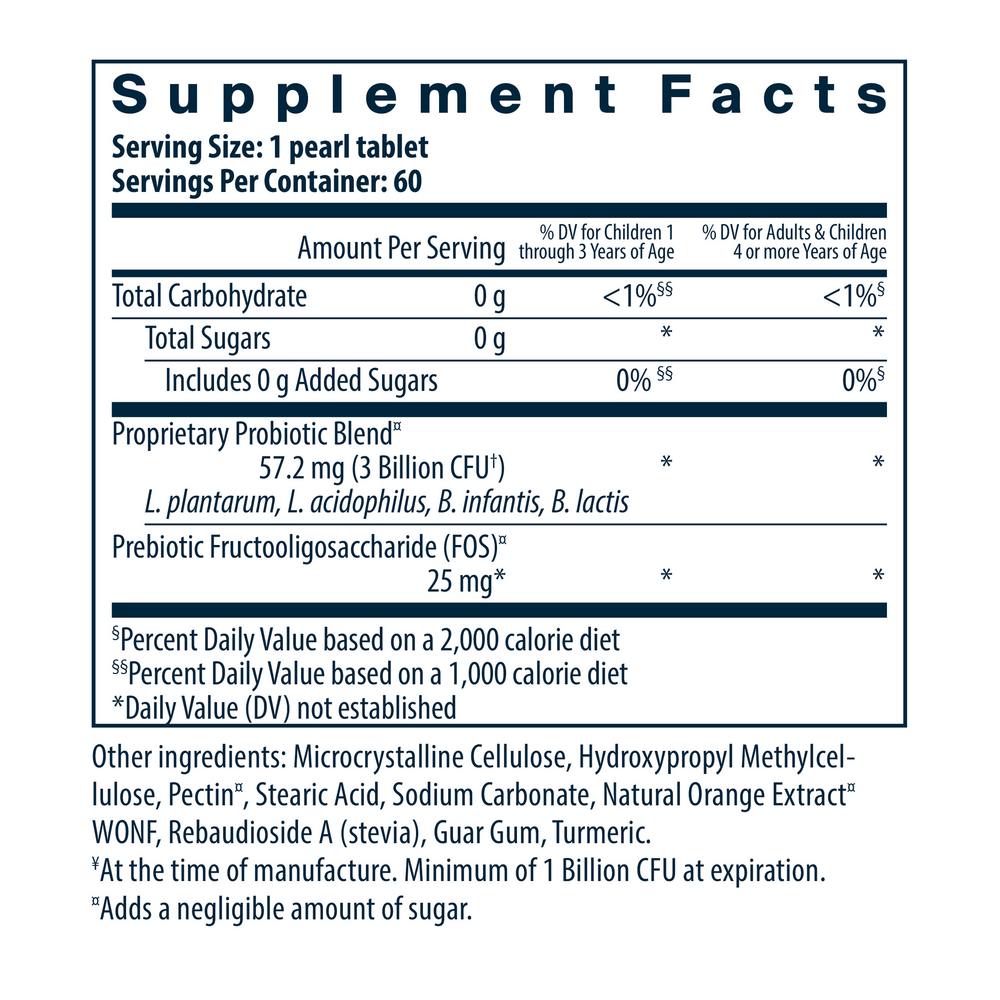 PRO-Kids Tangy Orange Supplement Facts Label