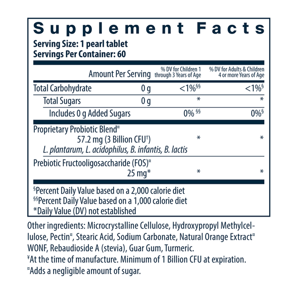 PRO-Kids Tangy Orange Supplement Facts Label