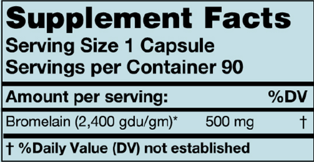 BromeZyme 2400 Supplement Facts Label