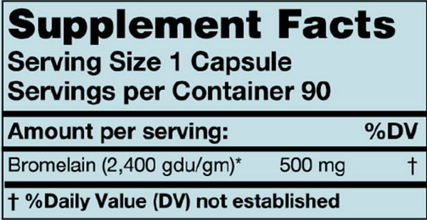 BromeZyme 2400 Supplement Facts Label