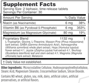 Sleep Relief Supplement Facts Label
