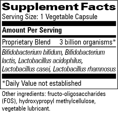 Bifido Complex Supplement Facts Label
