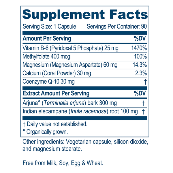 Arjuna-Heart Supplement Facts Label