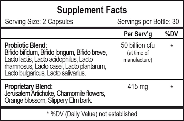 Alphadophilus Supplement Facts Label