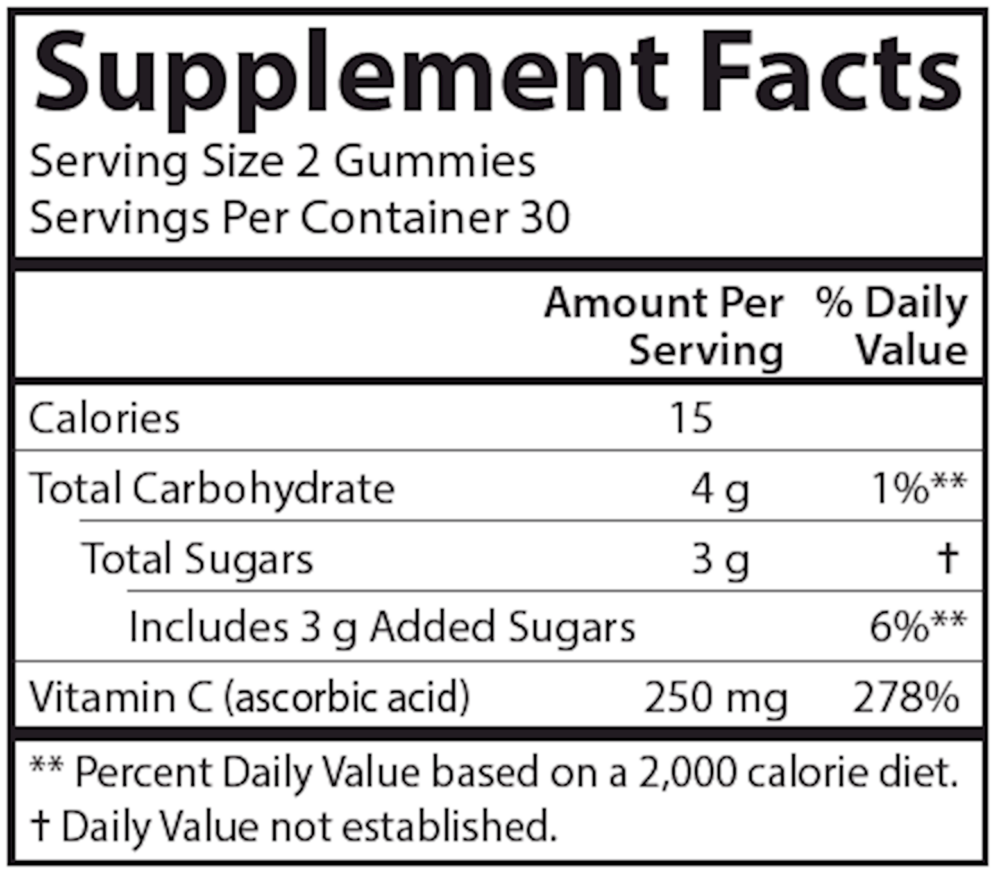Vitamin C Supplement Facts Label