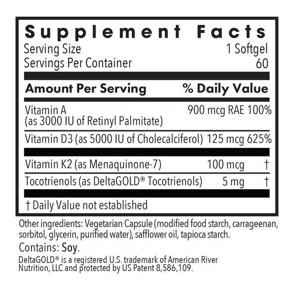 Vitamin D3 Complete Daily Balance Supplement Facts Label