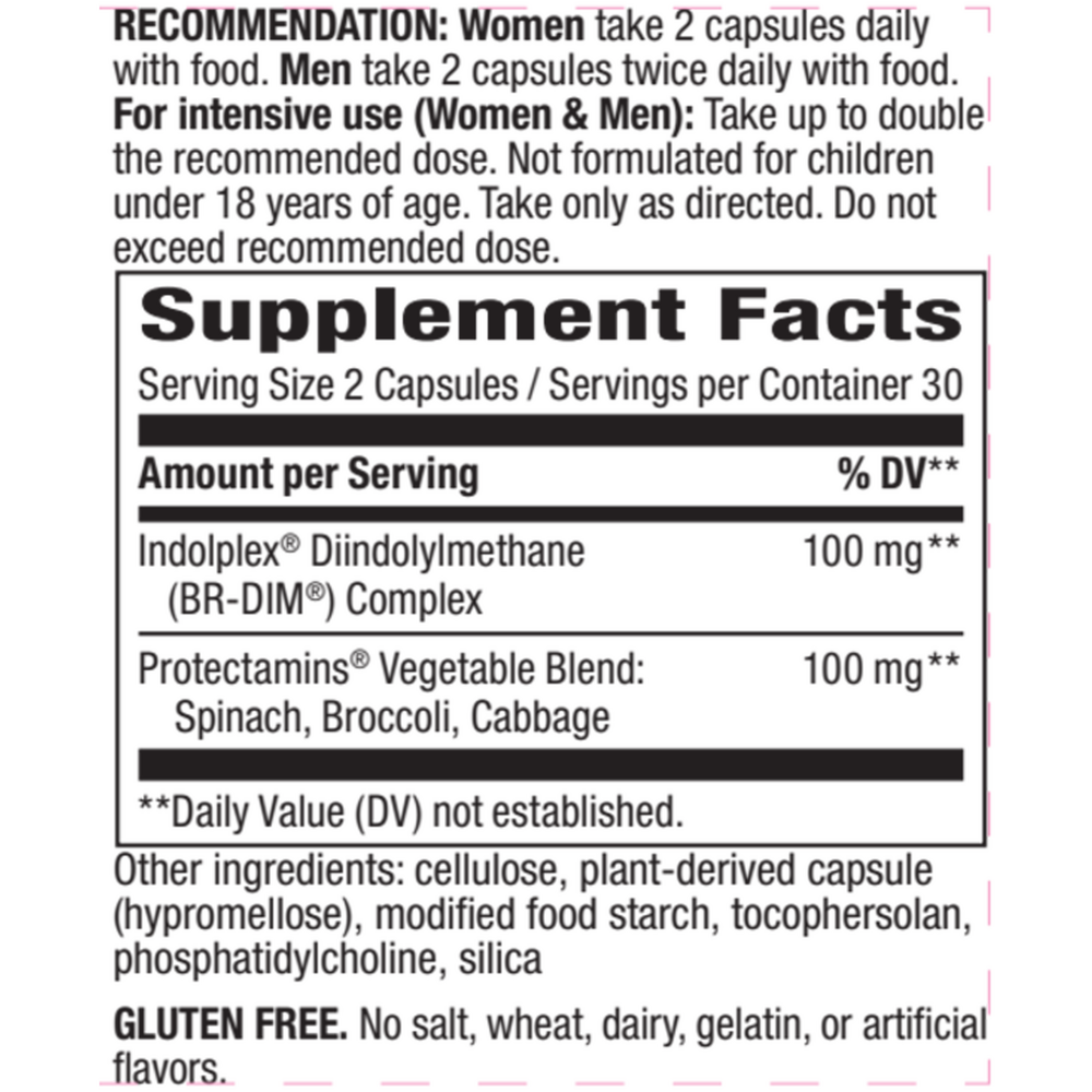 DIM-plus™ Veg Capsules Supplement Facts Label