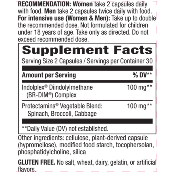 DIM-plus™ Veg Capsules Supplement Facts Label