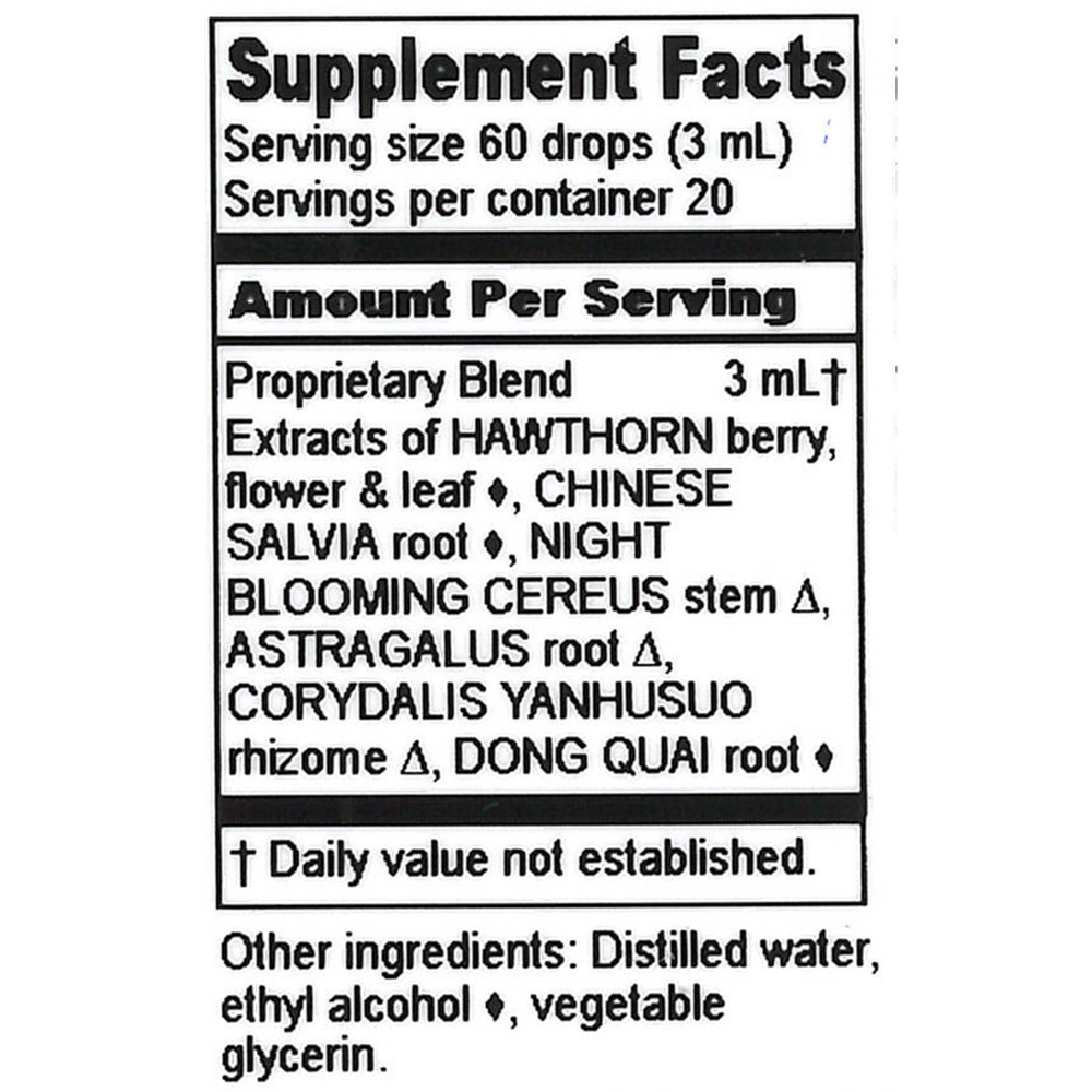 Healthy Heart Compound Supplement Facts Label