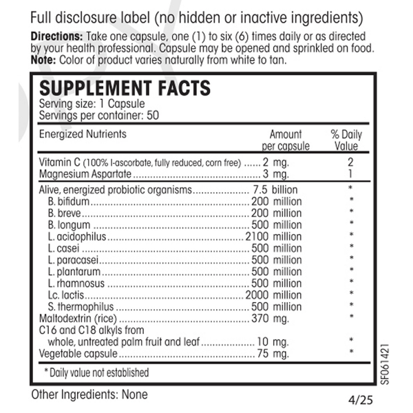 Digesta Guard Forté 10 Supplement Facts Label