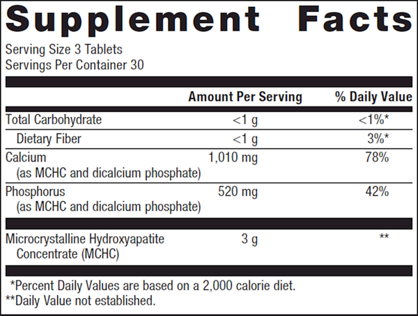 Bone Builder Extra Strength Supplement Facts Label