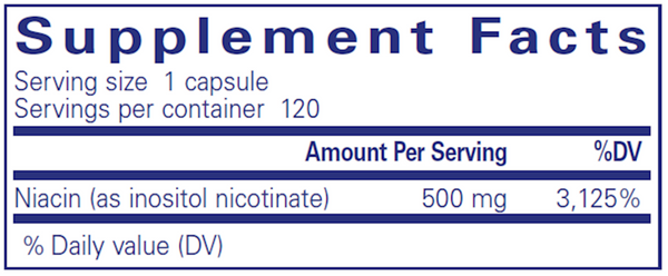 Niacitol® (No-Flush Niacin) 500 mg 120's Supplement Facts Label