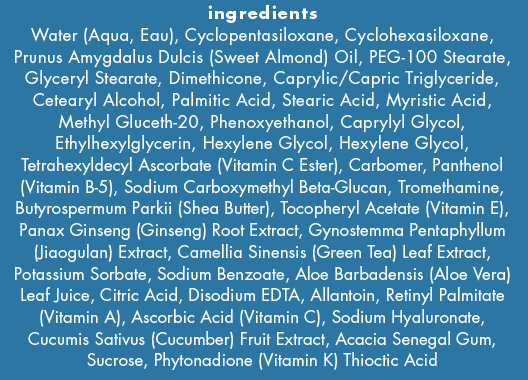 Multi-Task Eye Creme Supplement Facts Label