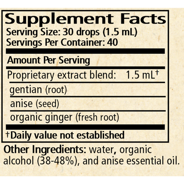 Bitter Tonic Supplement Facts Label