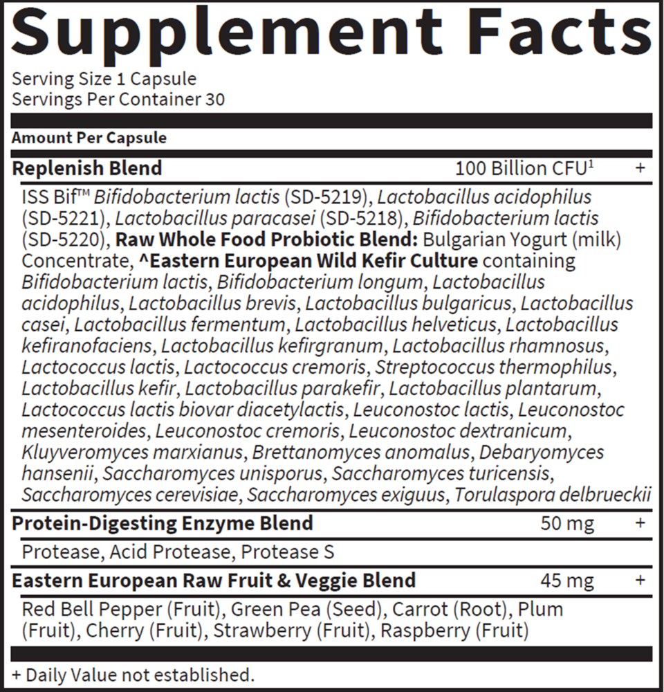 RAW Probiotics Ultimate Care Supplement Facts Label