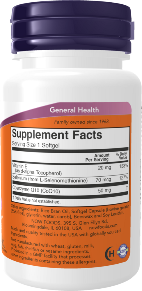 CoQ10 50 mg - 50 Softgels Supplement Facts Label
