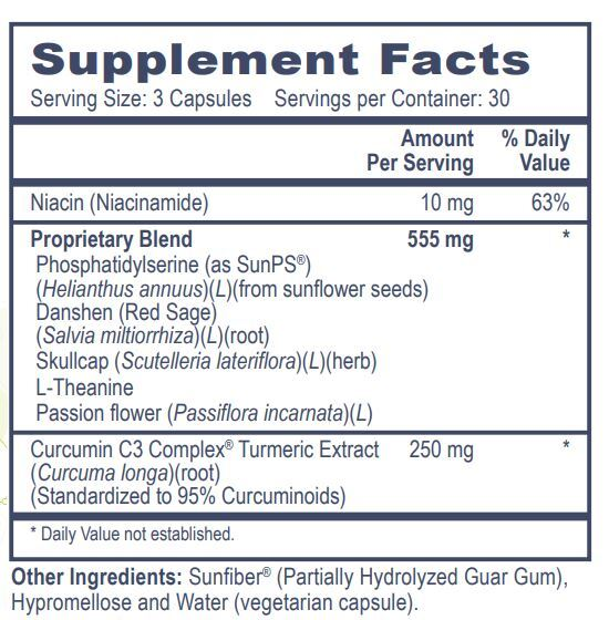 Glutamate Scavenger Calming Formula Supplement Facts Label
