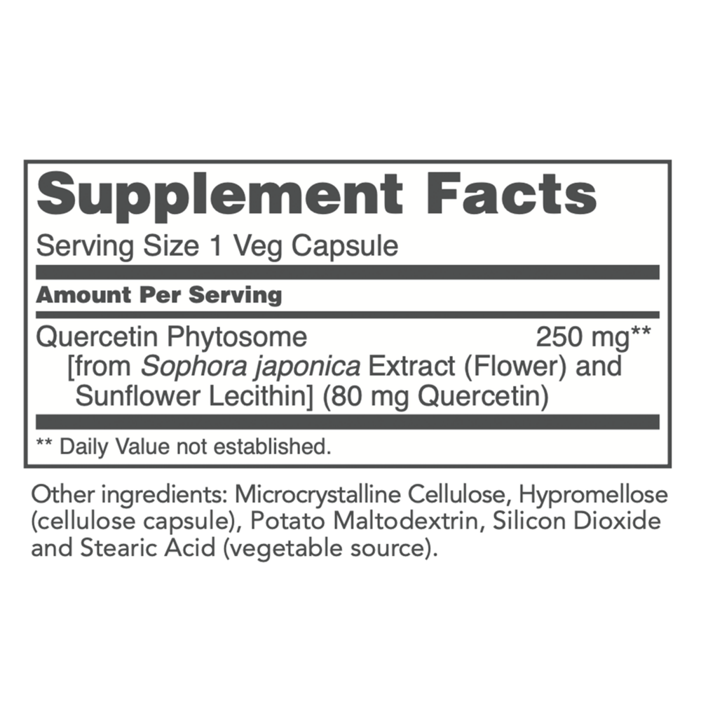Quercetin Phospholipid Supplement Facts Label