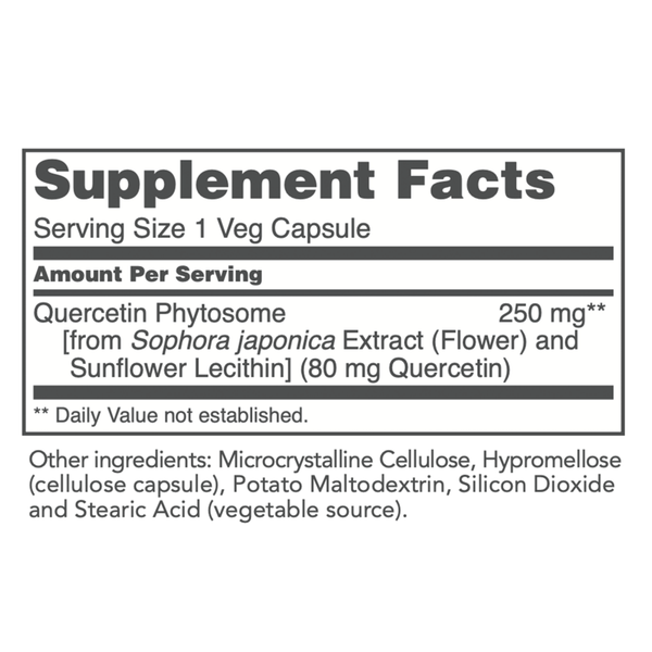 Quercetin Phospholipid Supplement Facts Label