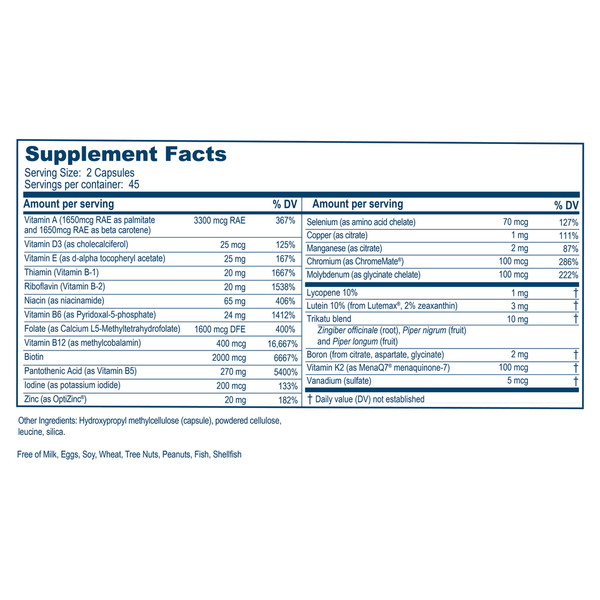 AyushMulti Supplement Facts Label