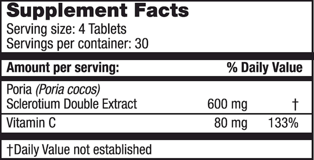 Super Poria Supplement Facts Label