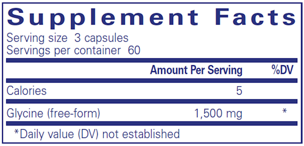 Glycine Supplement Facts Label