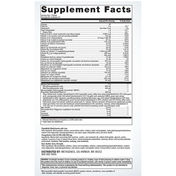 Wellness Essentials Women Supplement Facts Label