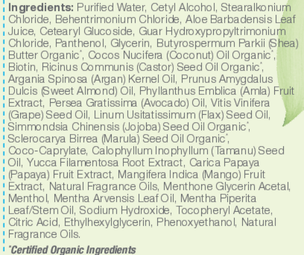 2-in-1 Curl Conditioner + Co-Wash Supplement Facts Label
