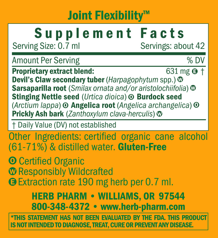 Joint Flexibility (formerly Flexible Joint Compound) Supplement Facts Label