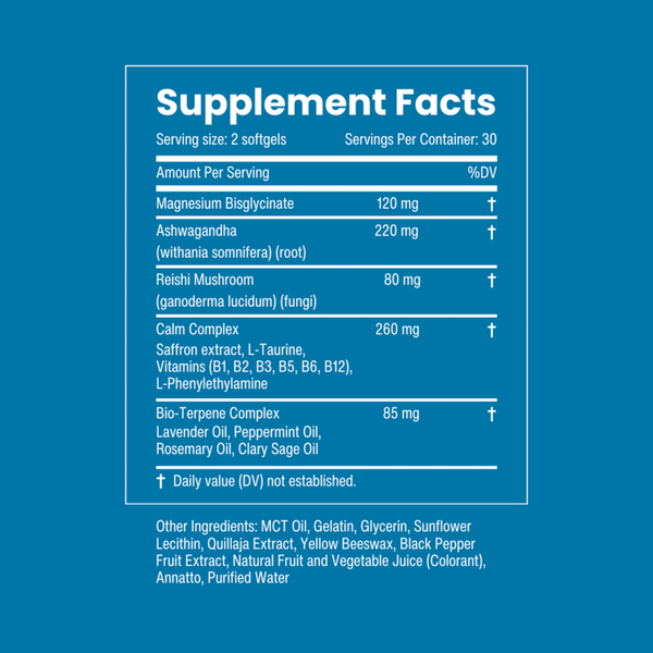 MDcalm Botanical Blend Supplement Facts Label