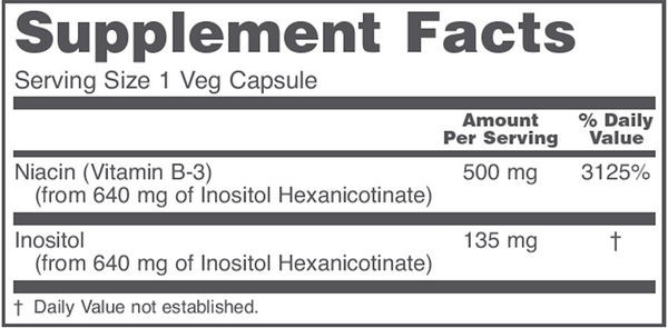 Flush-Free Niacin Supplement Facts Label