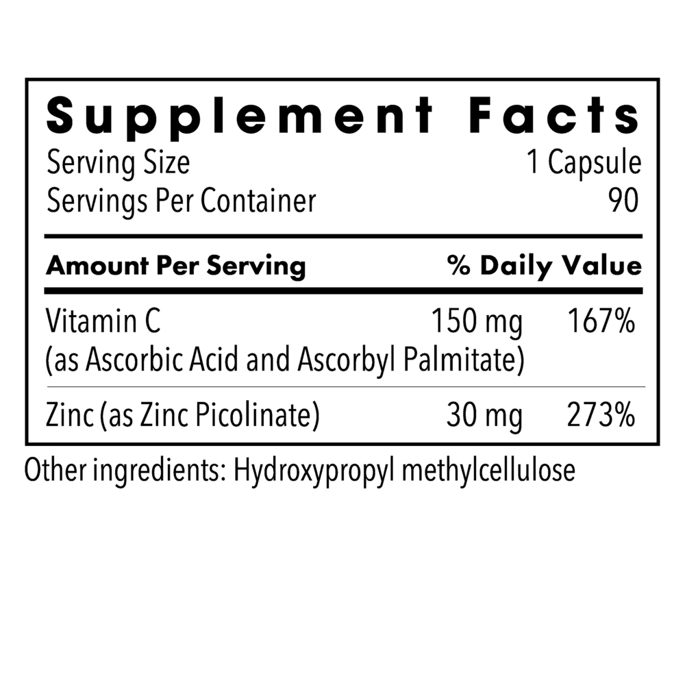 Zinc Picolinate 30 mg Supplement Facts Label