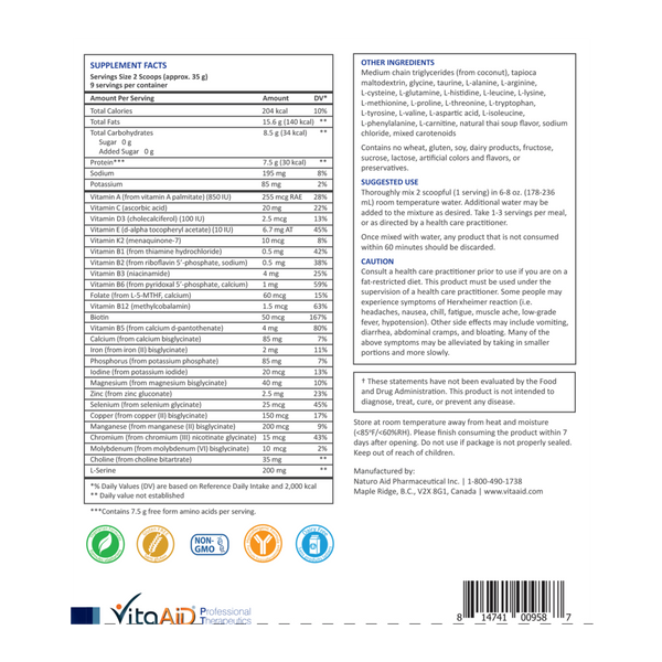 Keto-Elemental Nutrition (Thai Soup) Supplement Facts Label