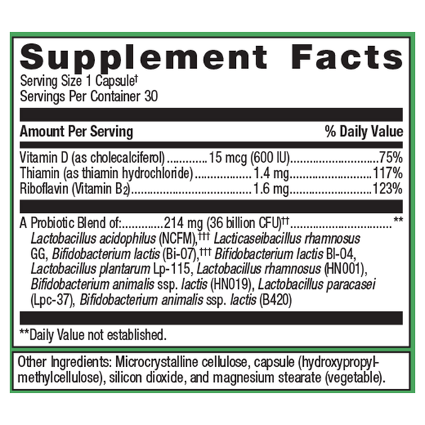 UltraFlora Complete Probiotic Supplement Facts Label