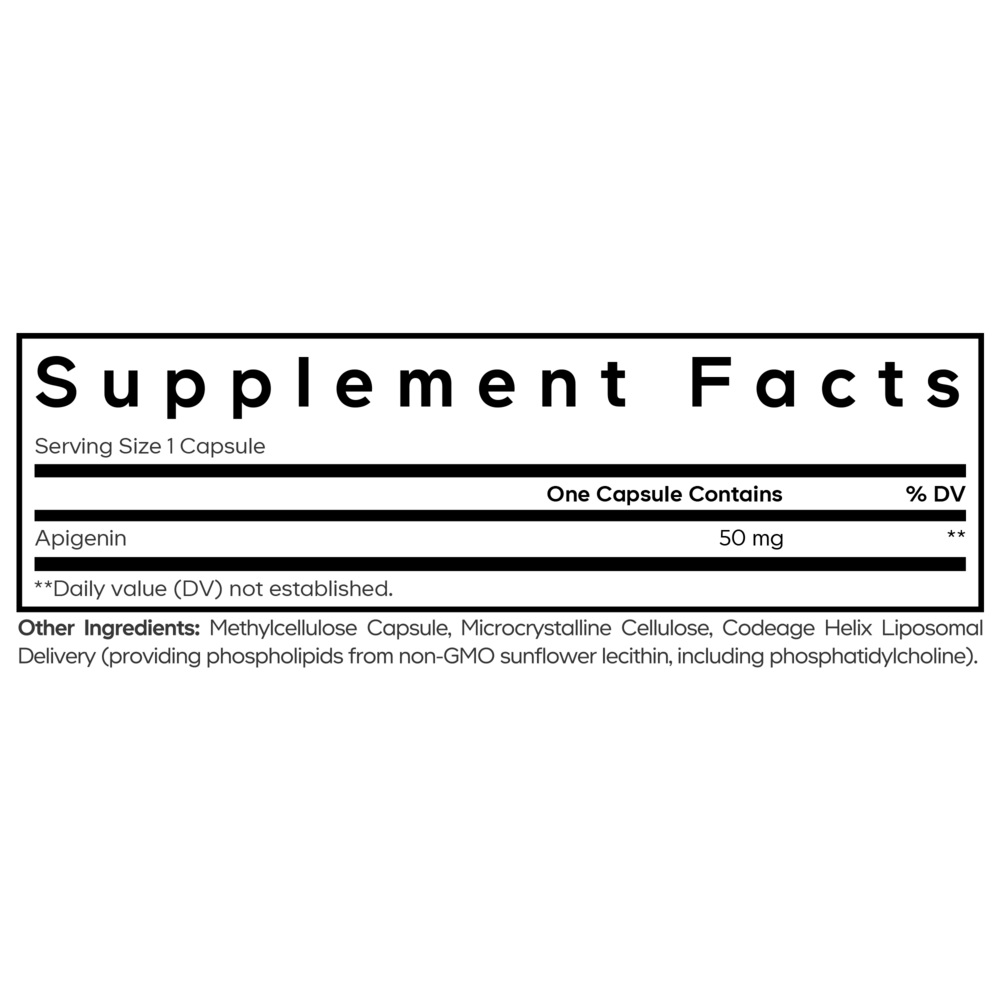 Liposomal Apigenin Supplement Facts Label