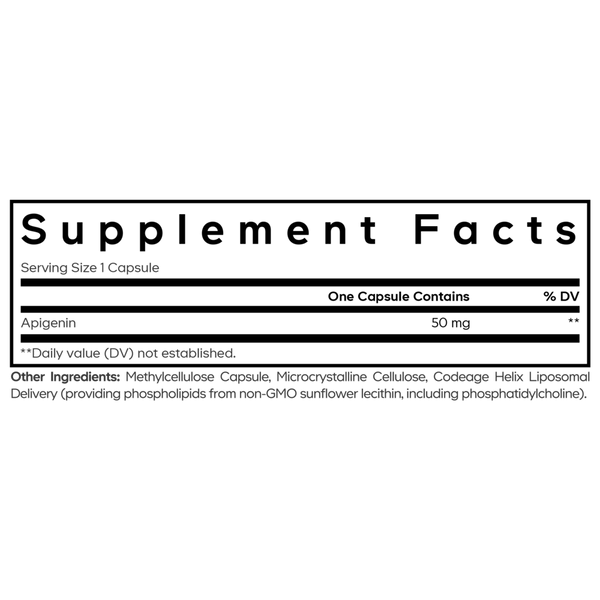 Liposomal Apigenin Supplement Facts Label