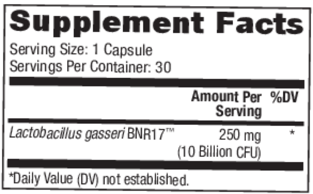 Biothin Probiotics Supplement Facts Label