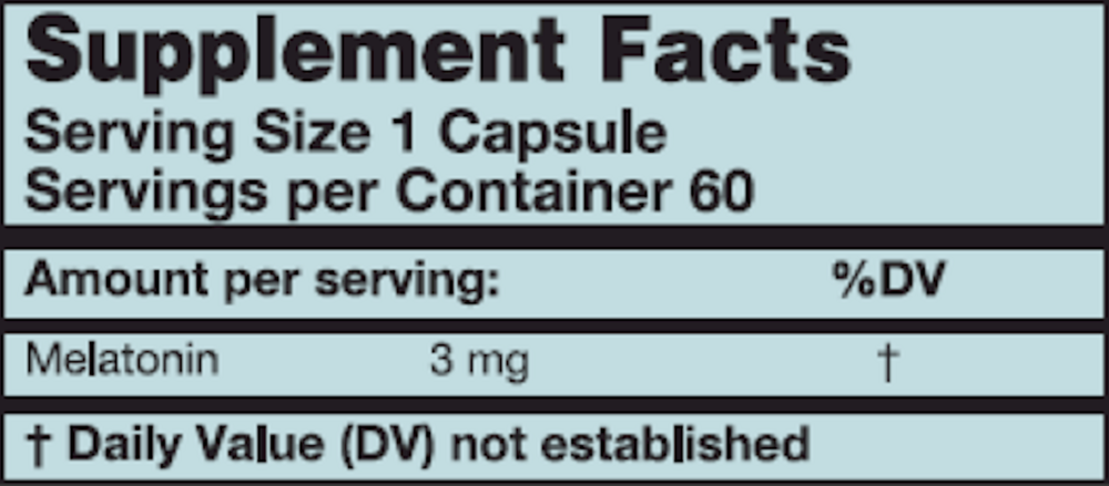 Melatonin Supplement Facts Label