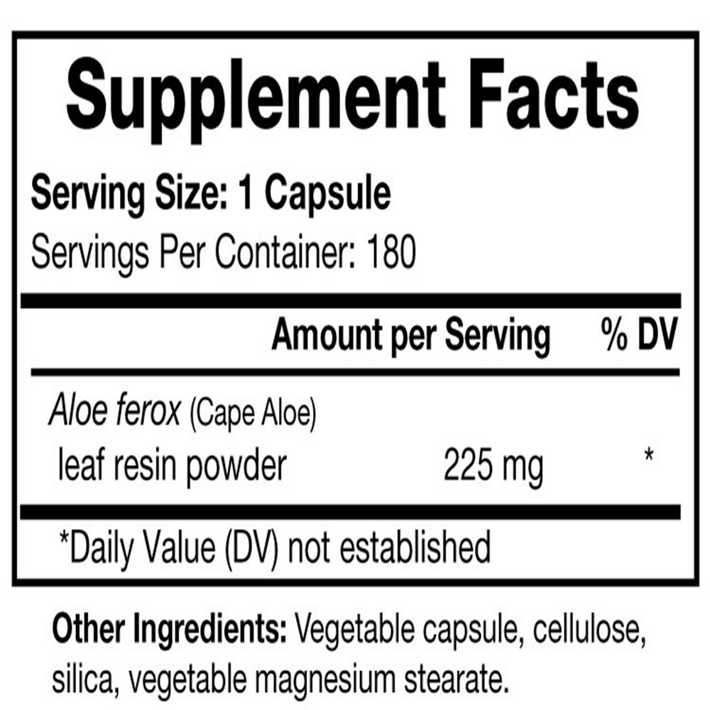 Aloe Lax 225 Supplement Facts Label